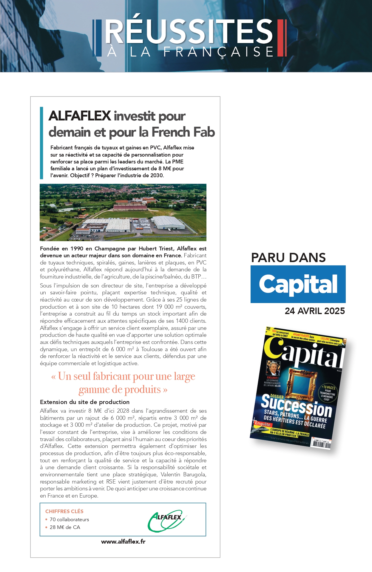 Alfaflex France X Capital Magazine 📰   Alfaflex investit pour demain et pour La French Fab